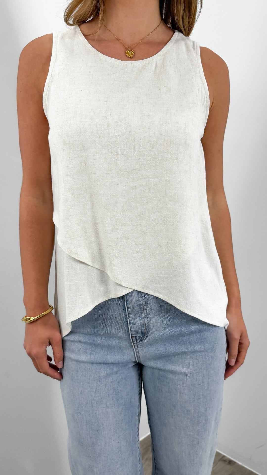 TALIA LINEN TOP - BEIGE