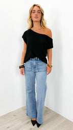 BETHENNY KNIT TOP - BLACK