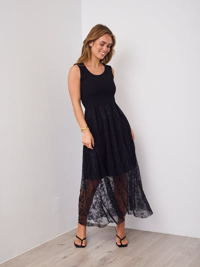 ALLISON LACE TANK DRESS -BLACK