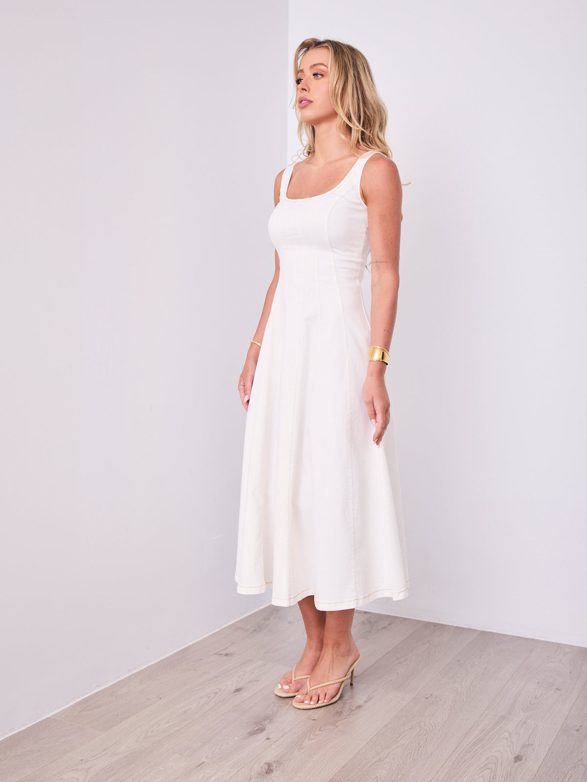 EVE DENIM DRESS - WHITE