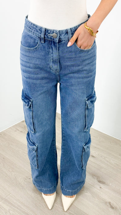 KANE CARGO DENIM JEAN - BLUE