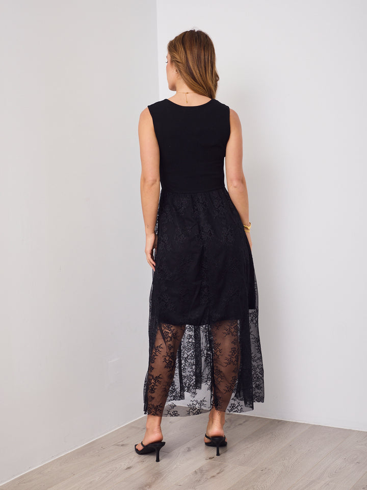 ALLISON LACE TANK DRESS -BLACK