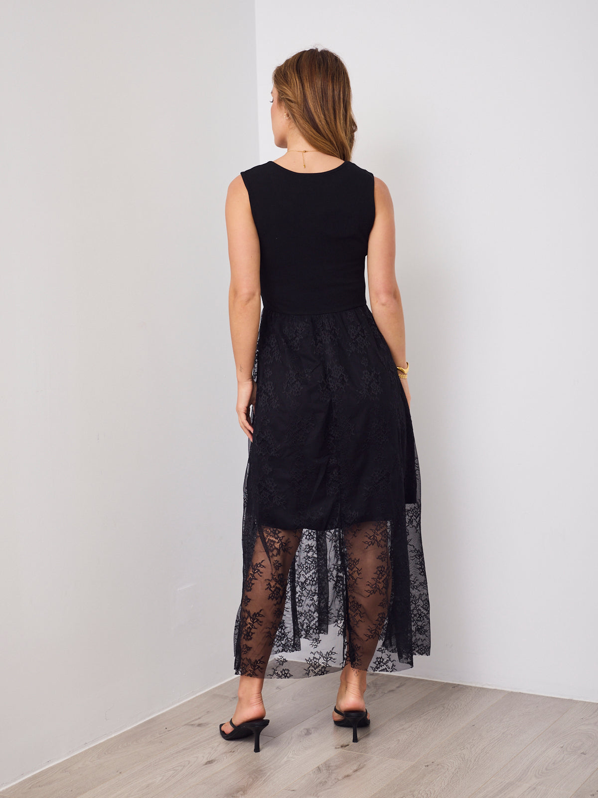 ALLISON LACE TANK DRESS -BLACK