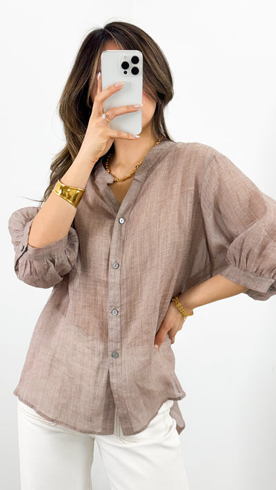 CATHY LINEN SHIRT - BISCUIT