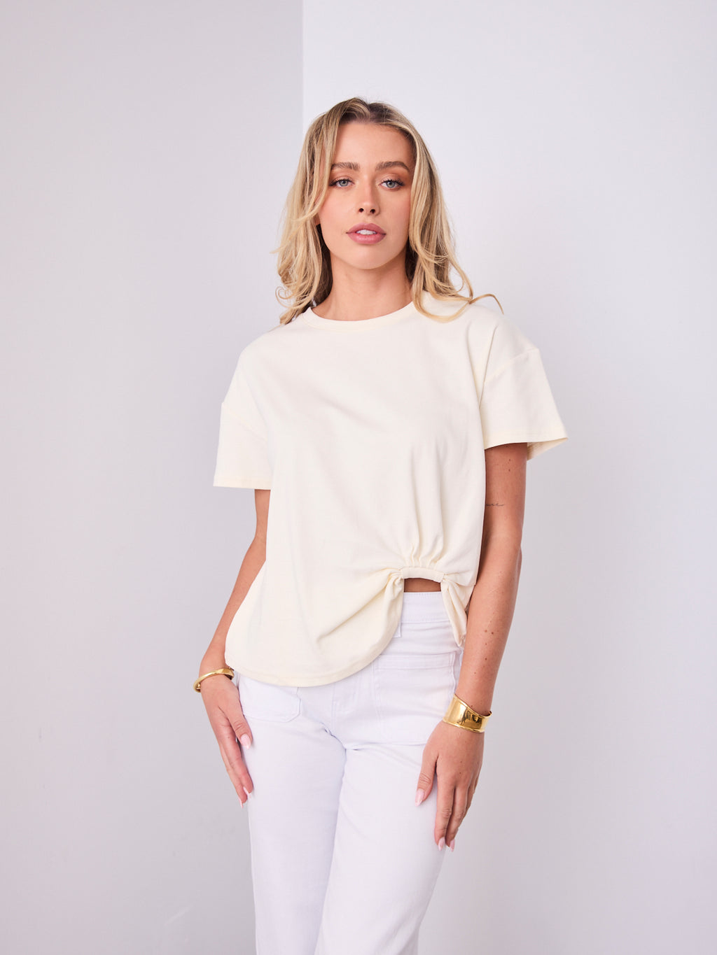 ESTHER EASY TUCK TEE - CREAM