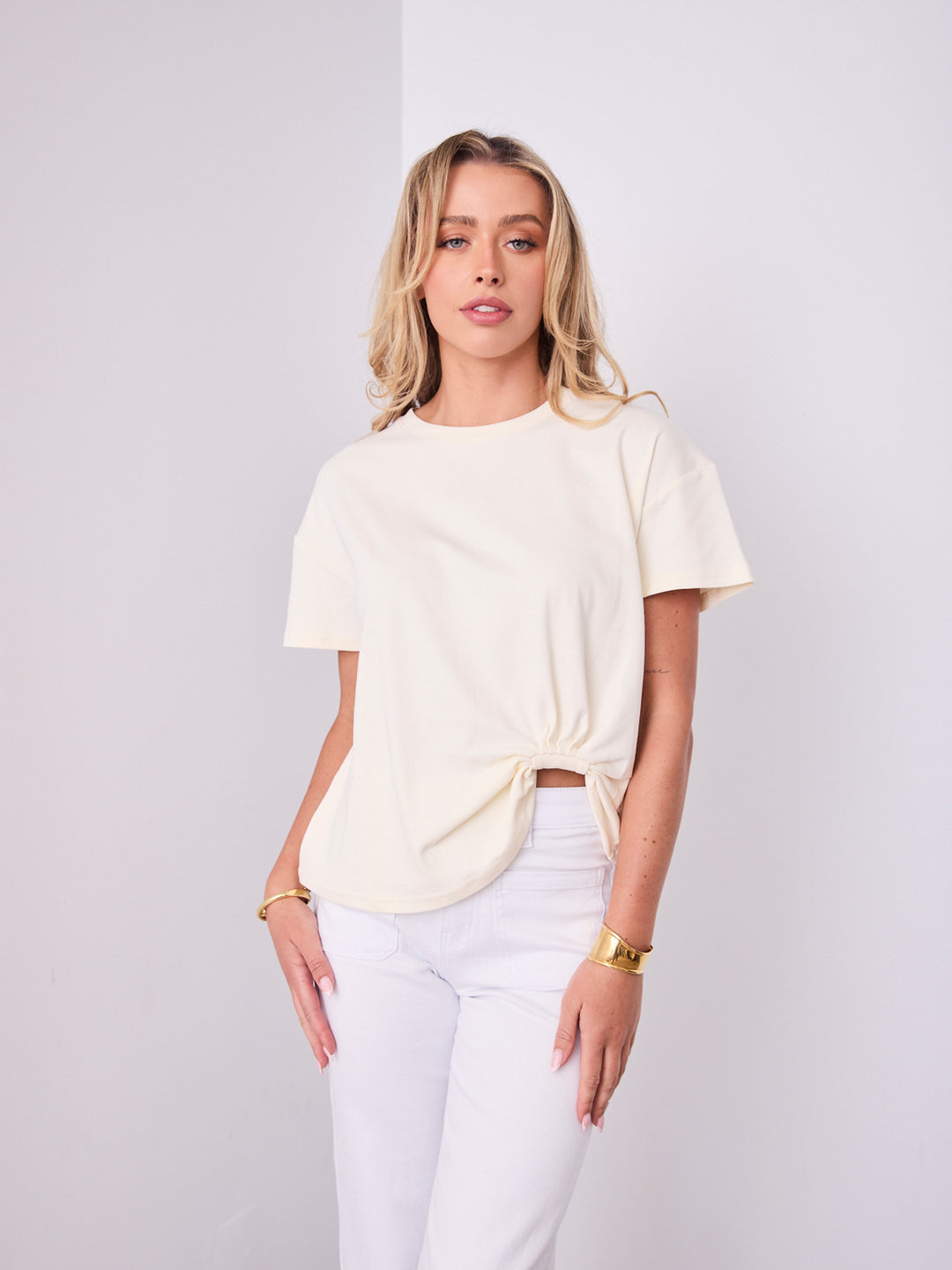 ESTHER EASY TUCK TEE - CREAM