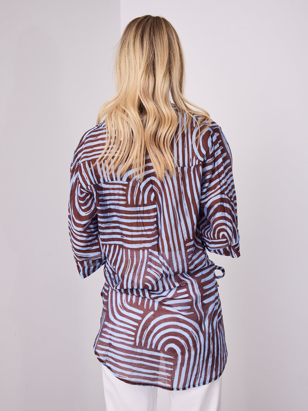 SHANI SHIRT - BLUE/CHOCOLATE