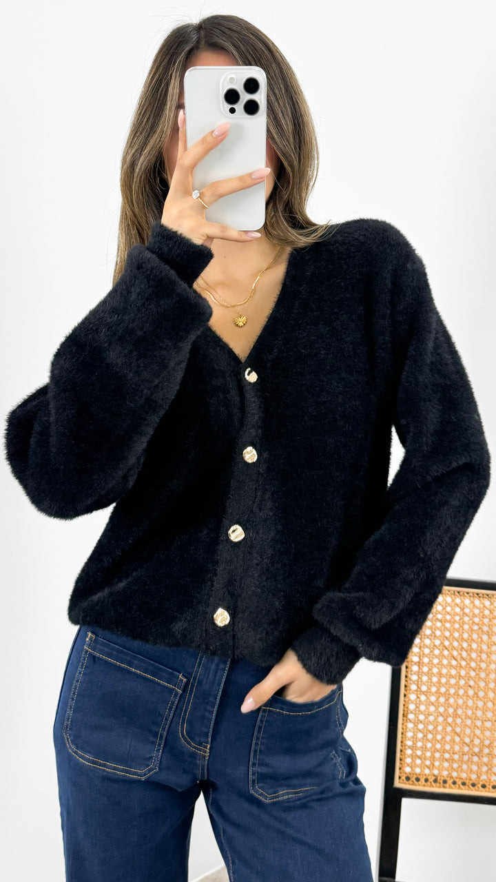 MAVI FLUFFY CARDI - BLACK