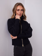 NERO TWO WAY ZIP KNIT - BLACK