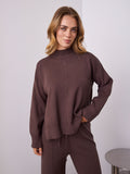 DELTA KNIT TOP - ESPRESSO