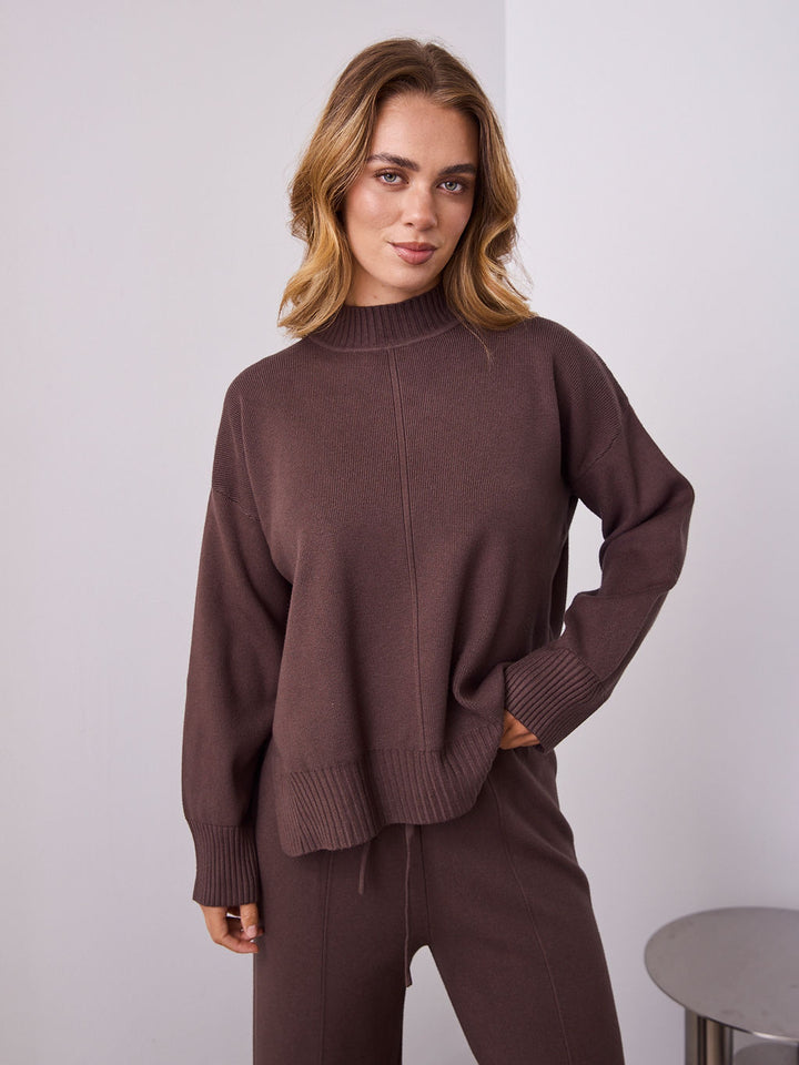 DELTA KNIT TOP - ESPRESSO