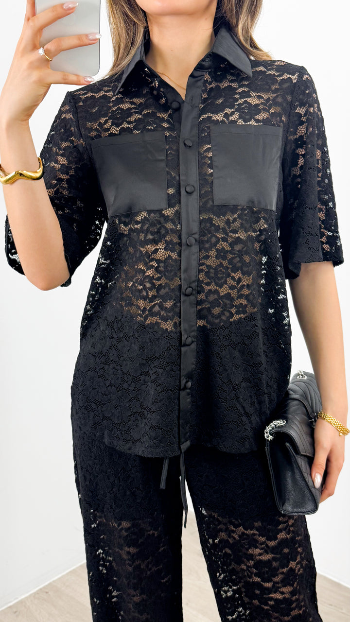 AZURA LACE SHIRT - BLACK