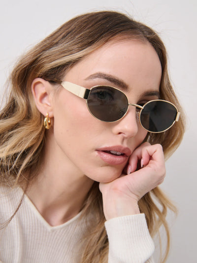 HELENA OVAL SUNNIES - GOLD/BLACK