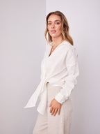 COMO LONG SLEEVE LINEN SHIRT - WHITE