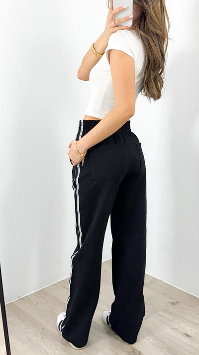 LUCAS STRIPE PANT - BLACK