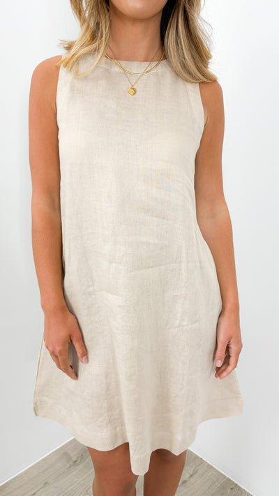 PARKER LINEN DRESS - BONE