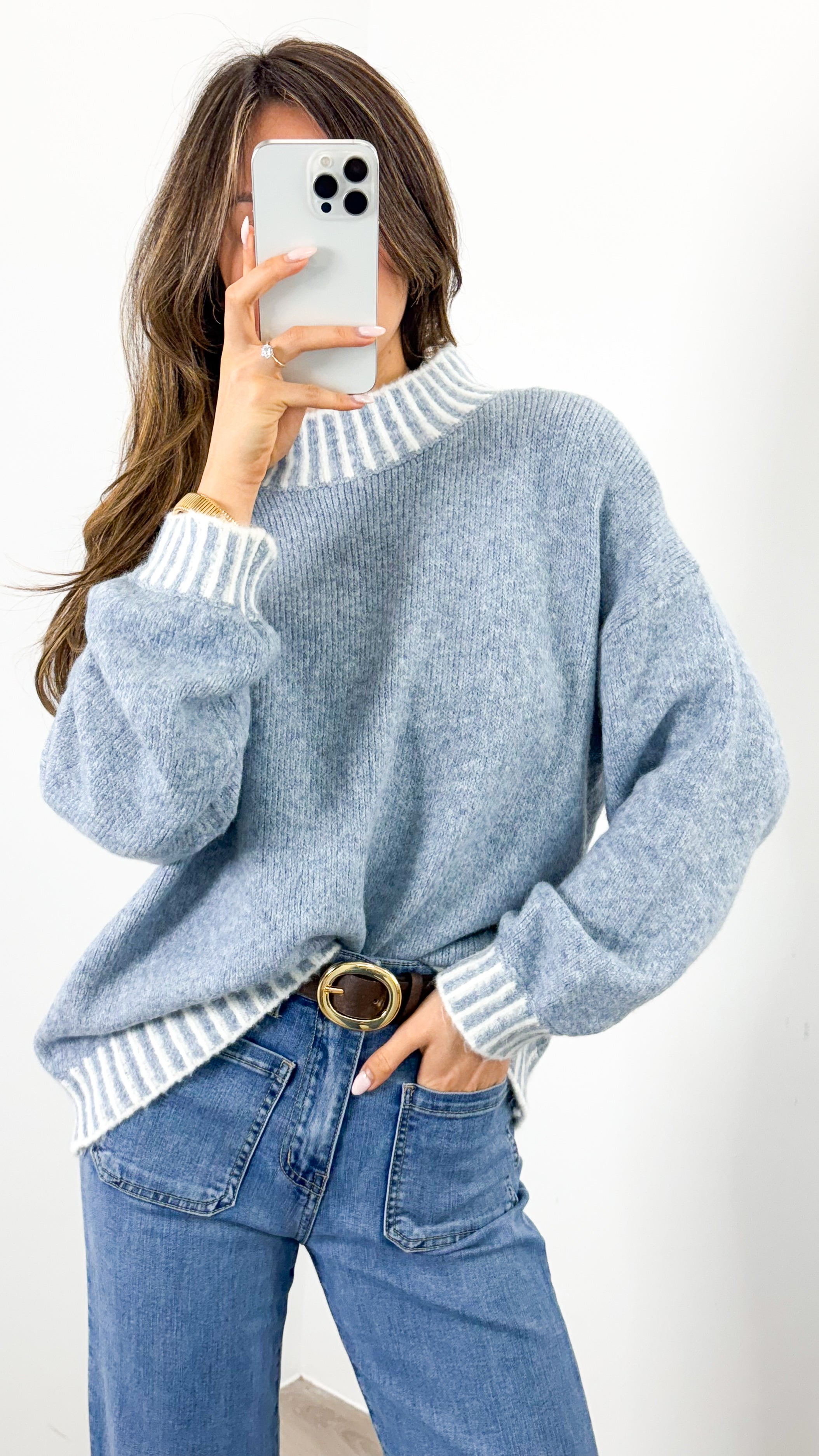 BESSIE STITCH KNIT - BLUE
