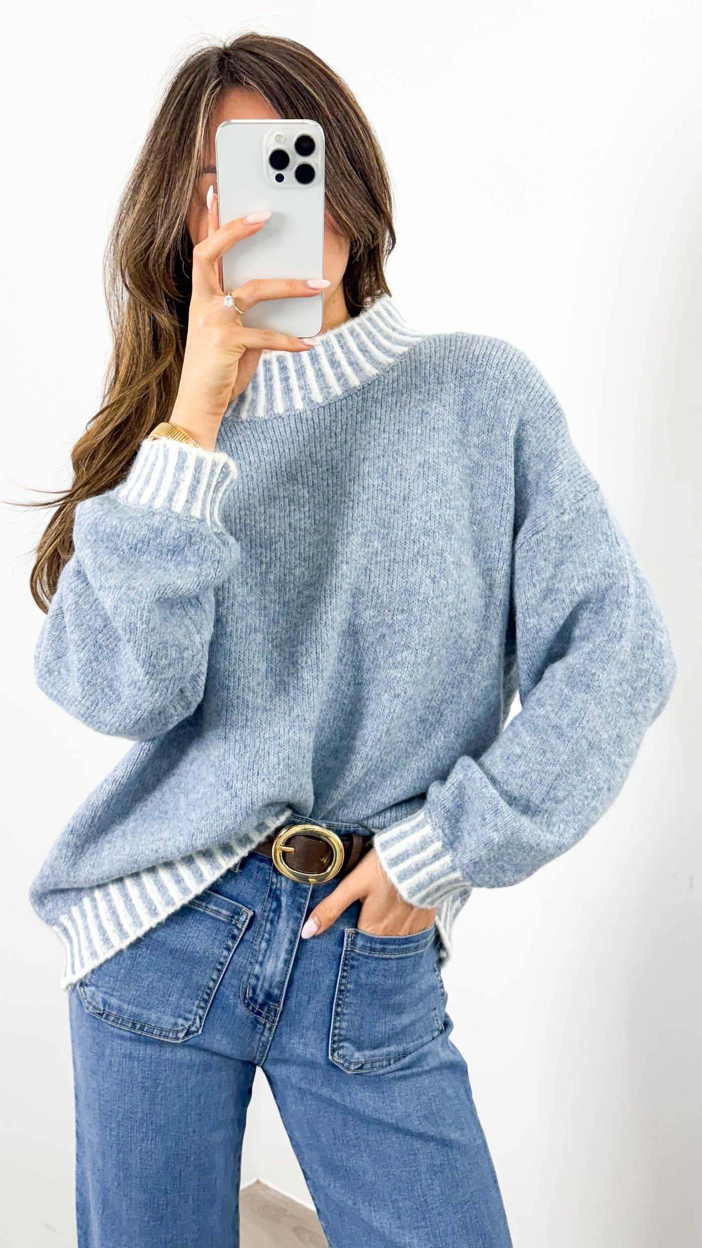 BESSIE STITCH KNIT - BLUE