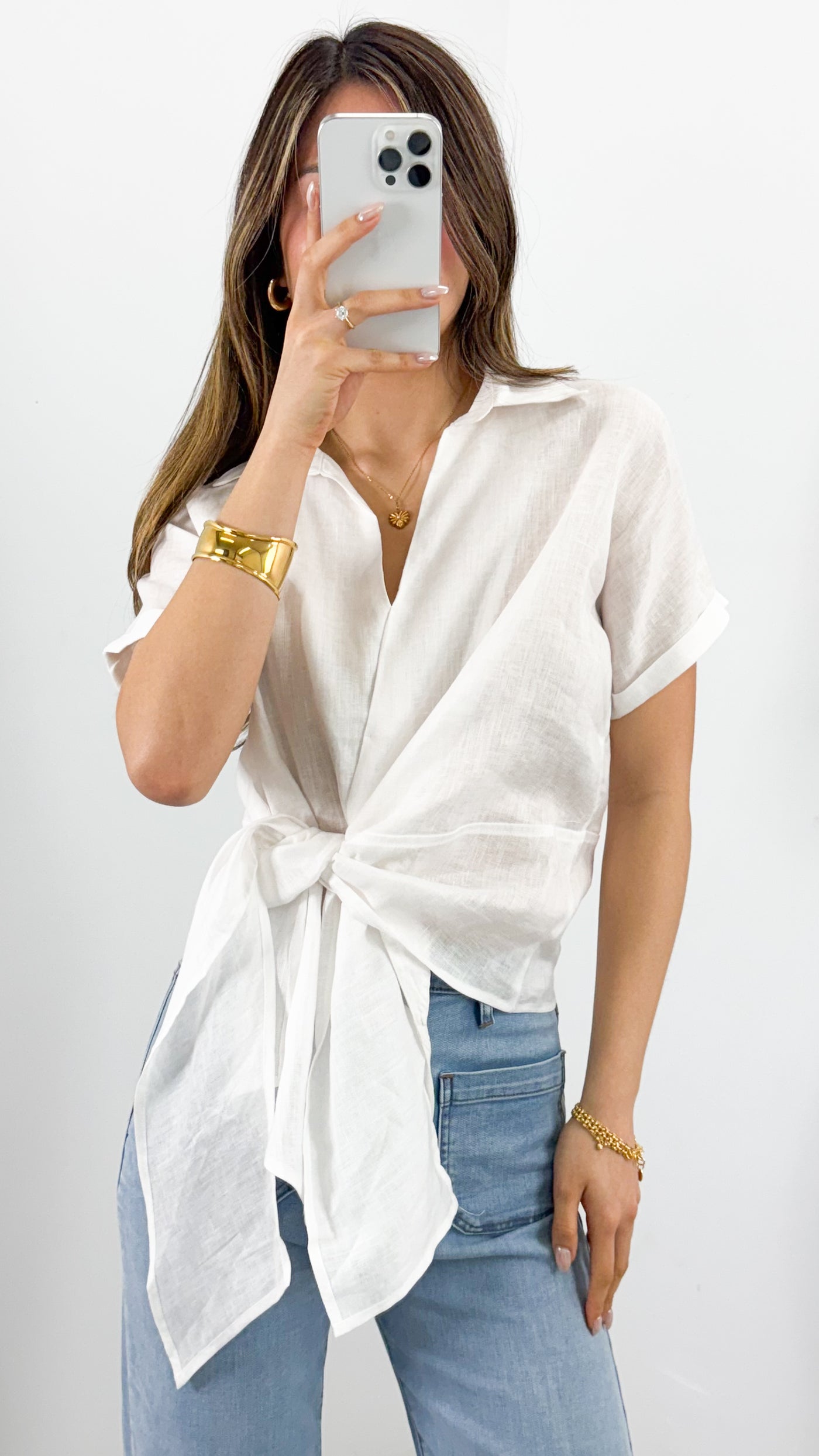 COMO LINEN SHIRT - WHITE