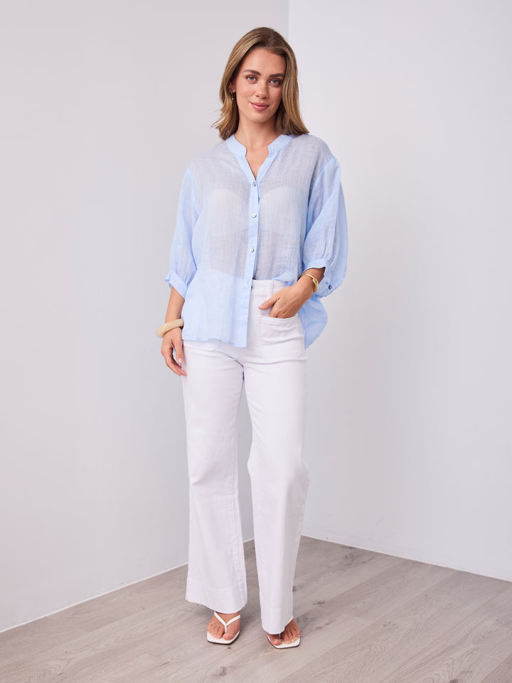 CATHY LINEN SHIRT - ICE BLUE
