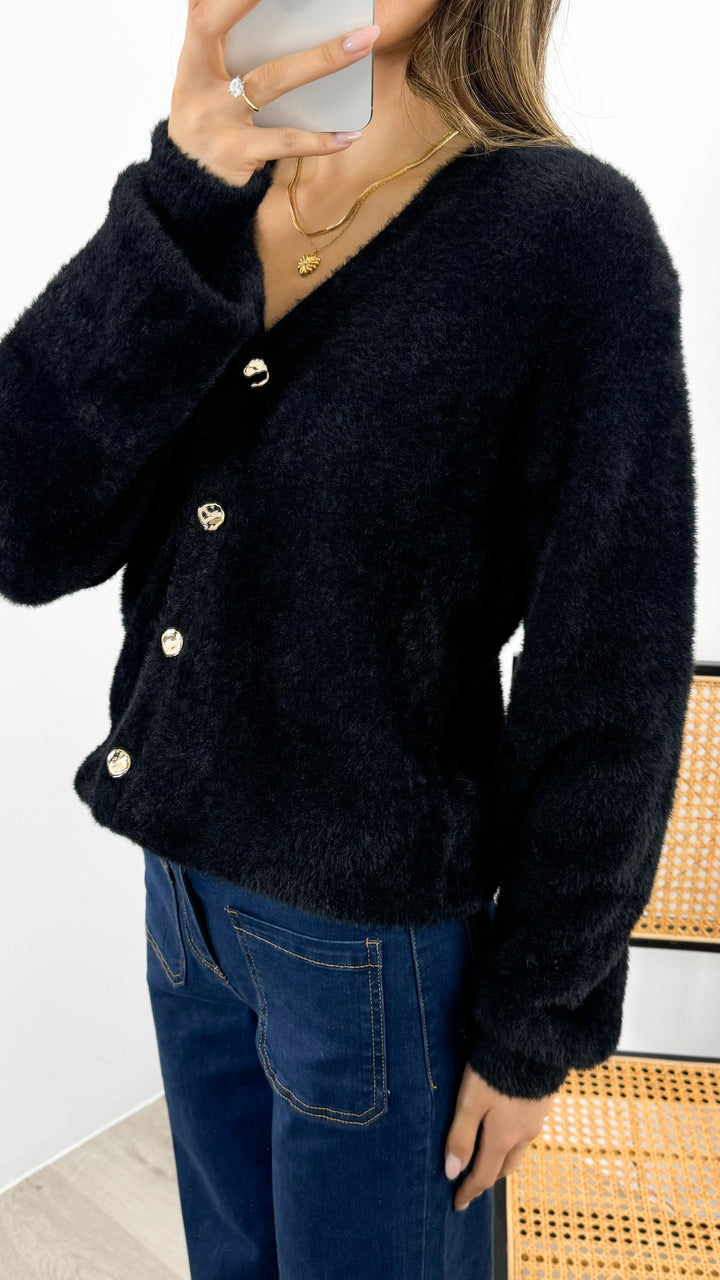 MAVI FLUFFY CARDI - BLACK