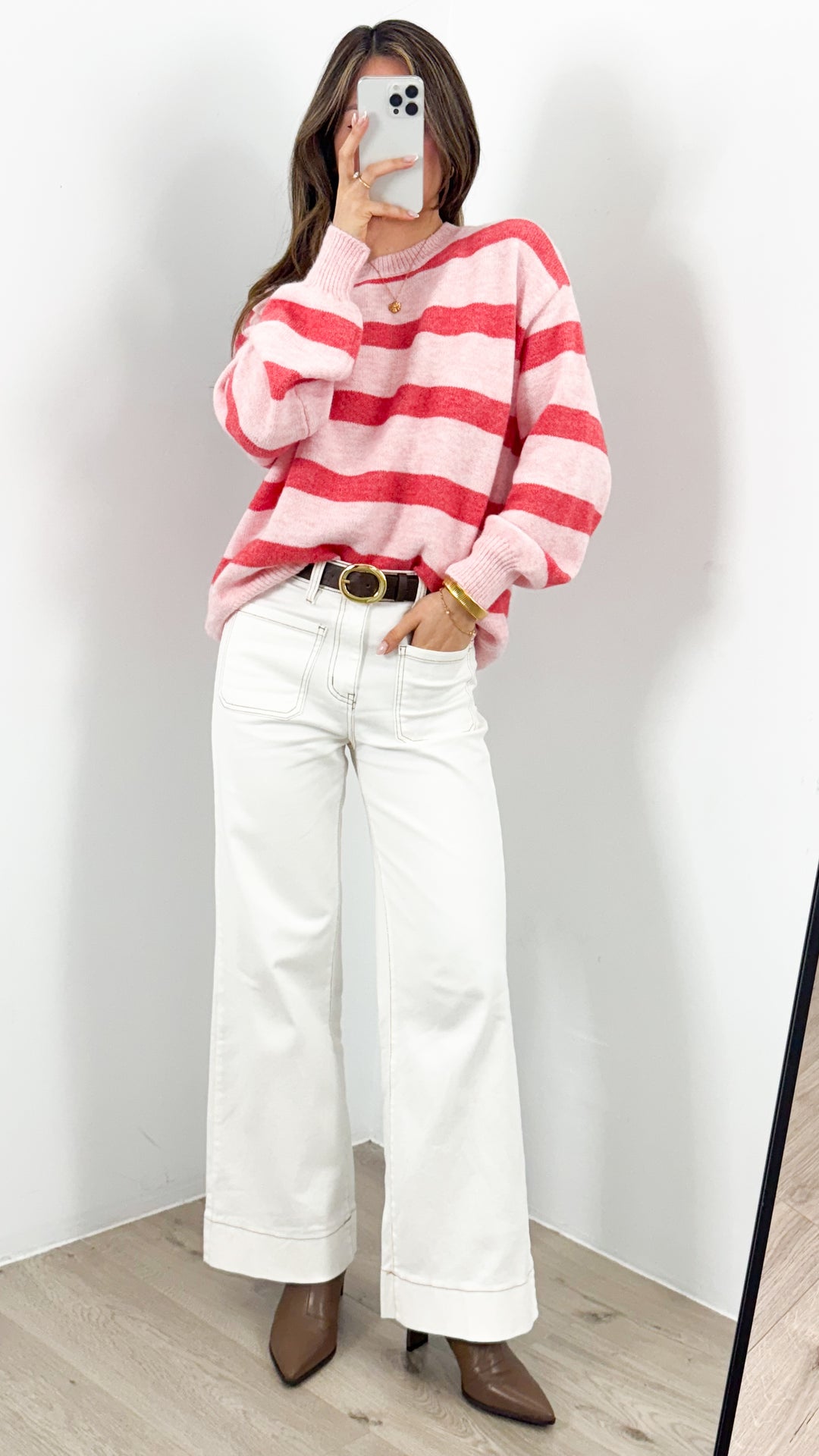 BIANCA STRIPE JUMPER - PINK/RED