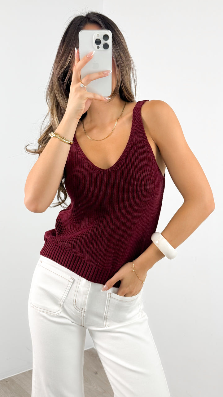 ANNIKA KNIT TANK TOP - WINE