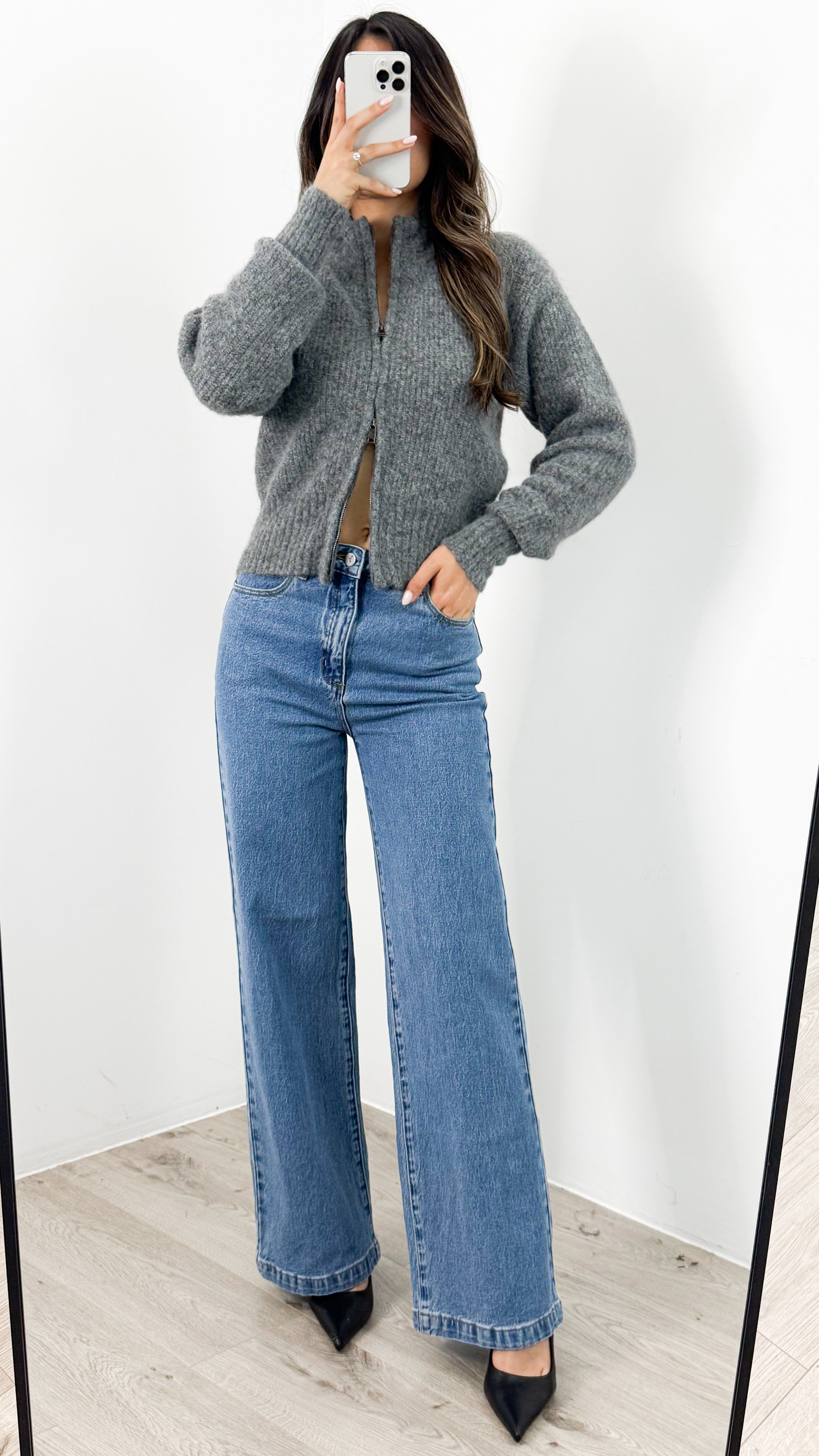 NOAH ZIP KNIT - CHARCOAL