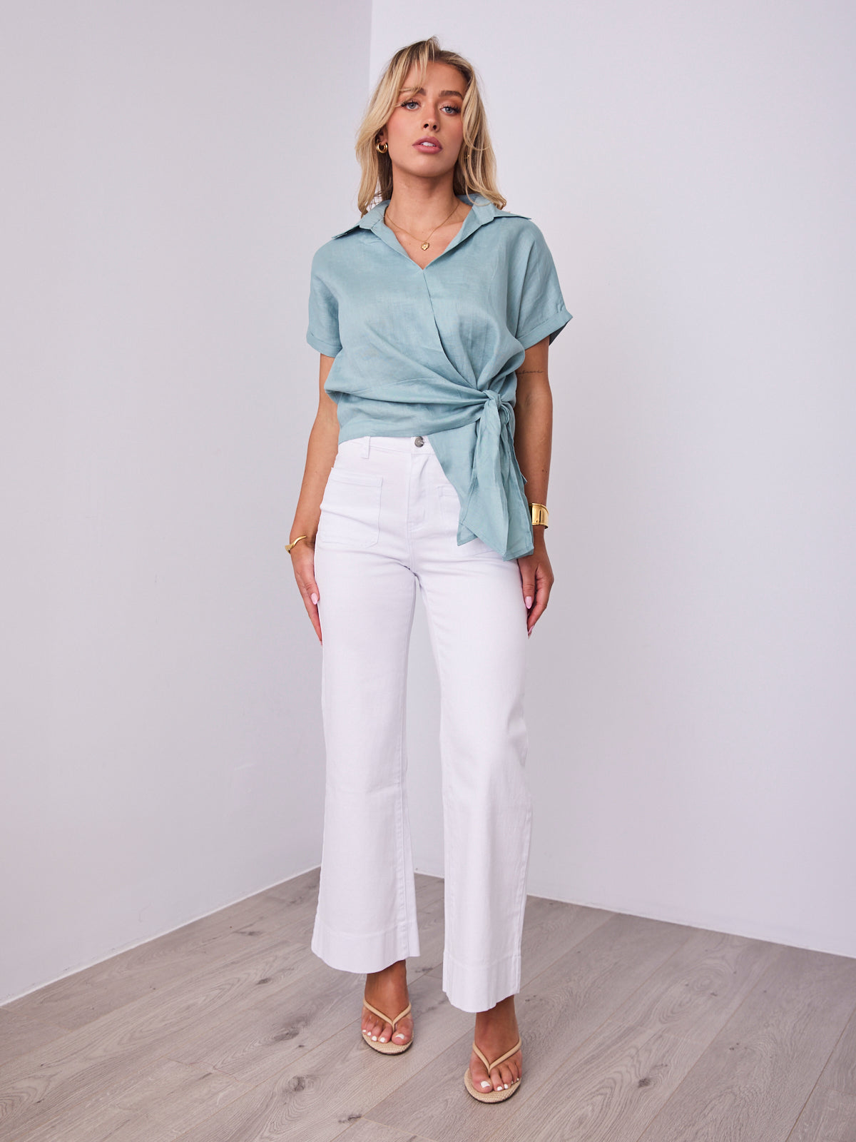 COMO LINEN SHIRT - SAGE