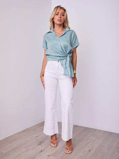 COMO LINEN SHIRT - SAGE