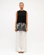 DANIELLE LACE TRIM TOP - BLACK