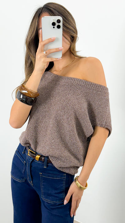 BETHENNY KNIT TOP - CHOCOLATE
