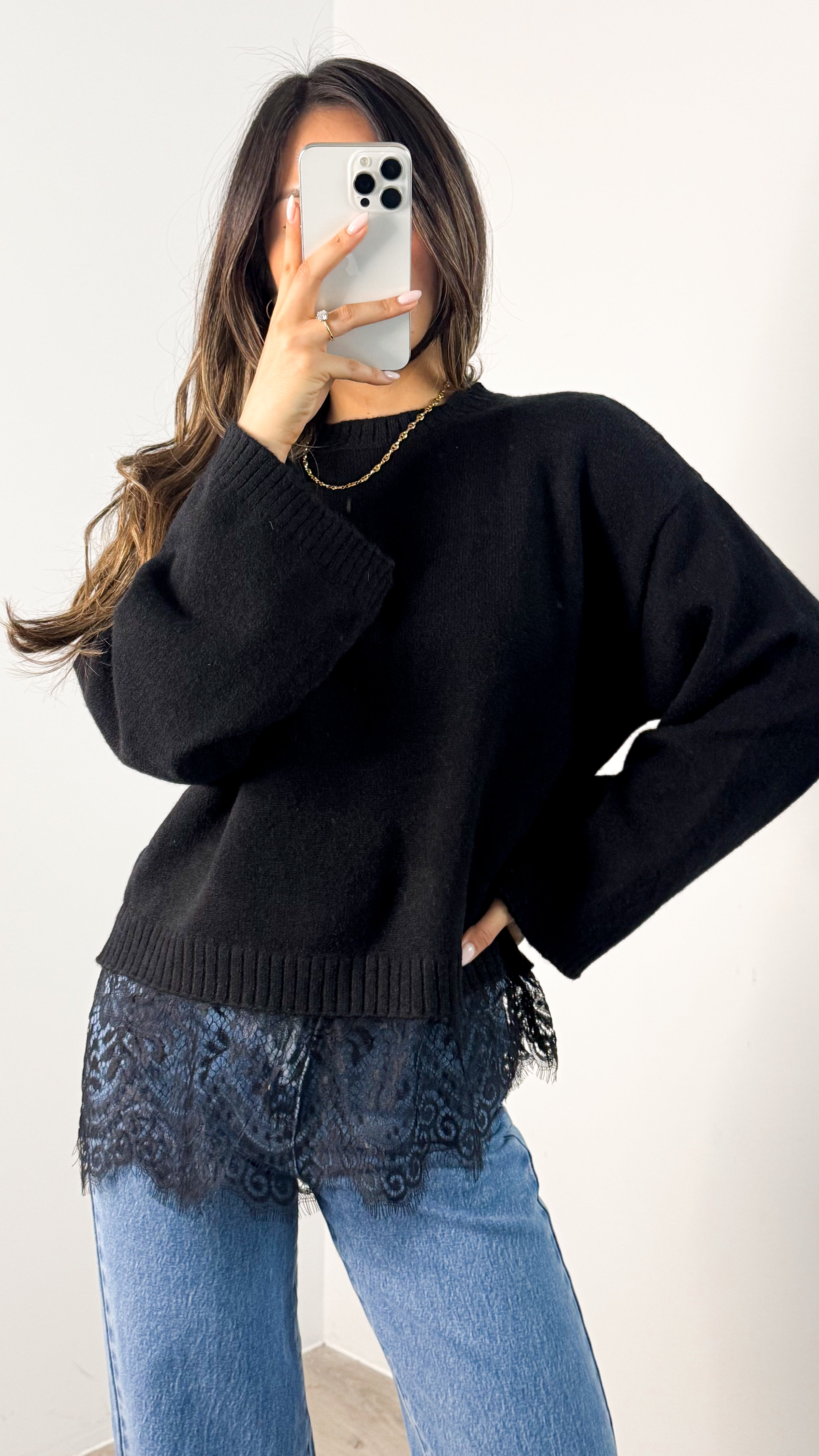 TOYA LACE KNIT - BLACK