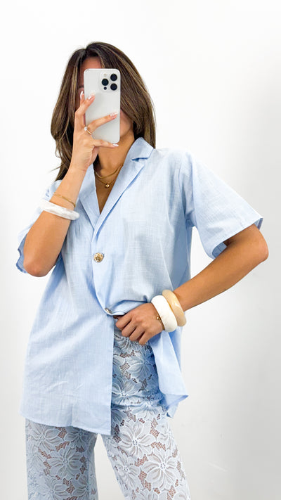 NADINE SHIRT & PANT SET - BABY BLUE