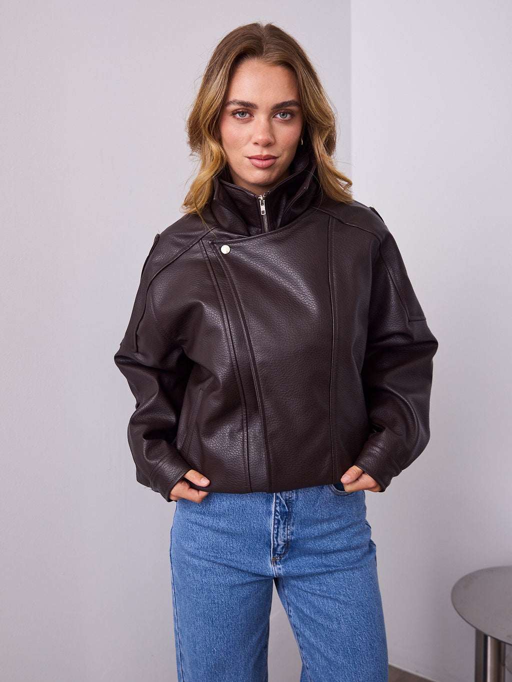 AXEL PU JACKET - CHOCOLATE