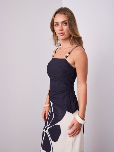 KOKO BEADED TOP - BLACK