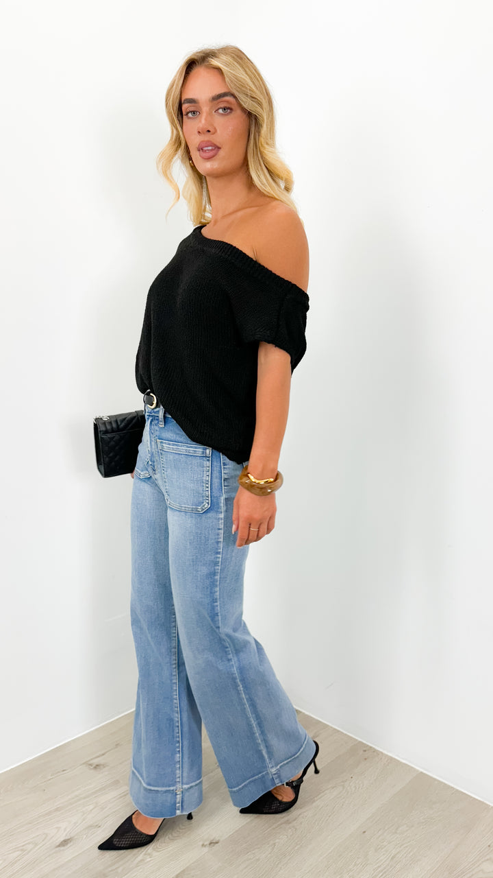 BETHENNY KNIT TOP - BLACK