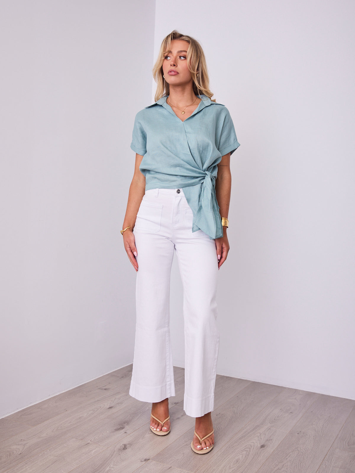 COMO LINEN SHIRT - SAGE