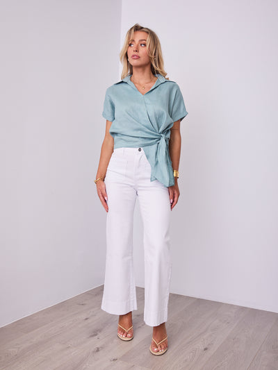 COMO LINEN SHIRT - SAGE