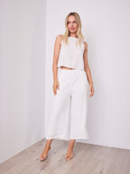 MEMPHIS 7/8 LINEN PANT - WHITE