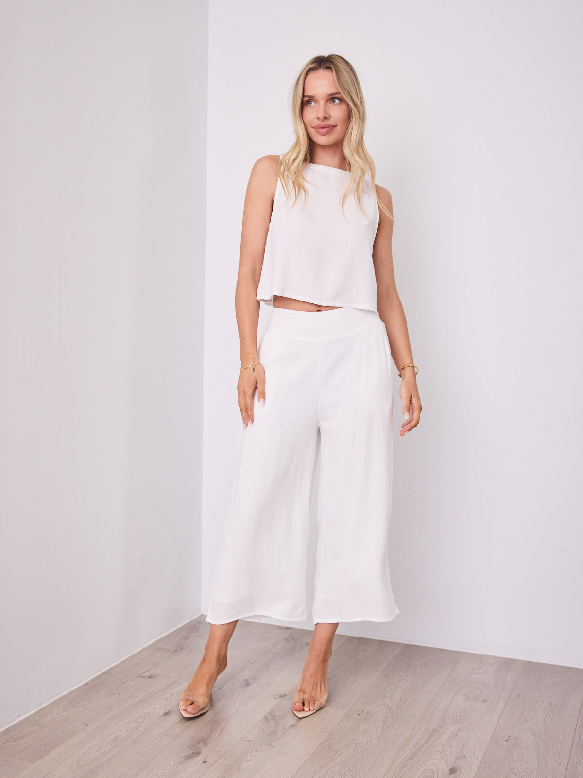 MEMPHIS 7/8 LINEN PANT - WHITE