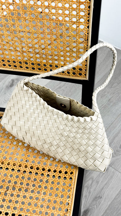 ROSELLE WOVEN SHOULDER BAG - IVORY