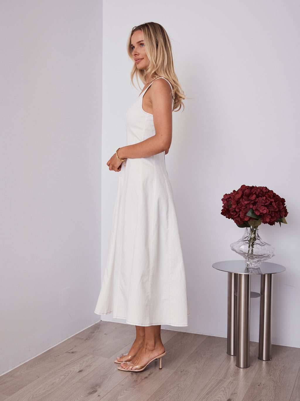 EVE DENIM DRESS - WHITE