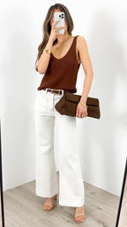 ANNIKA KNIT TANK TOP - BROWN