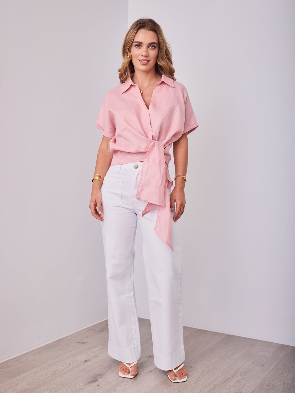 COMO LINEN SHIRT - DUSTY PINK