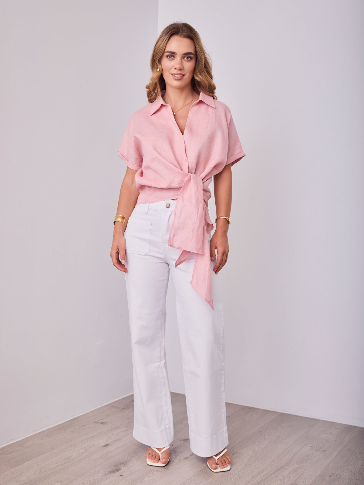 COMO LINEN SHIRT - DUSTY PINK