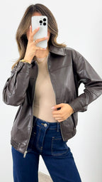 JAMISON PU JACKET - CHOCOLATE