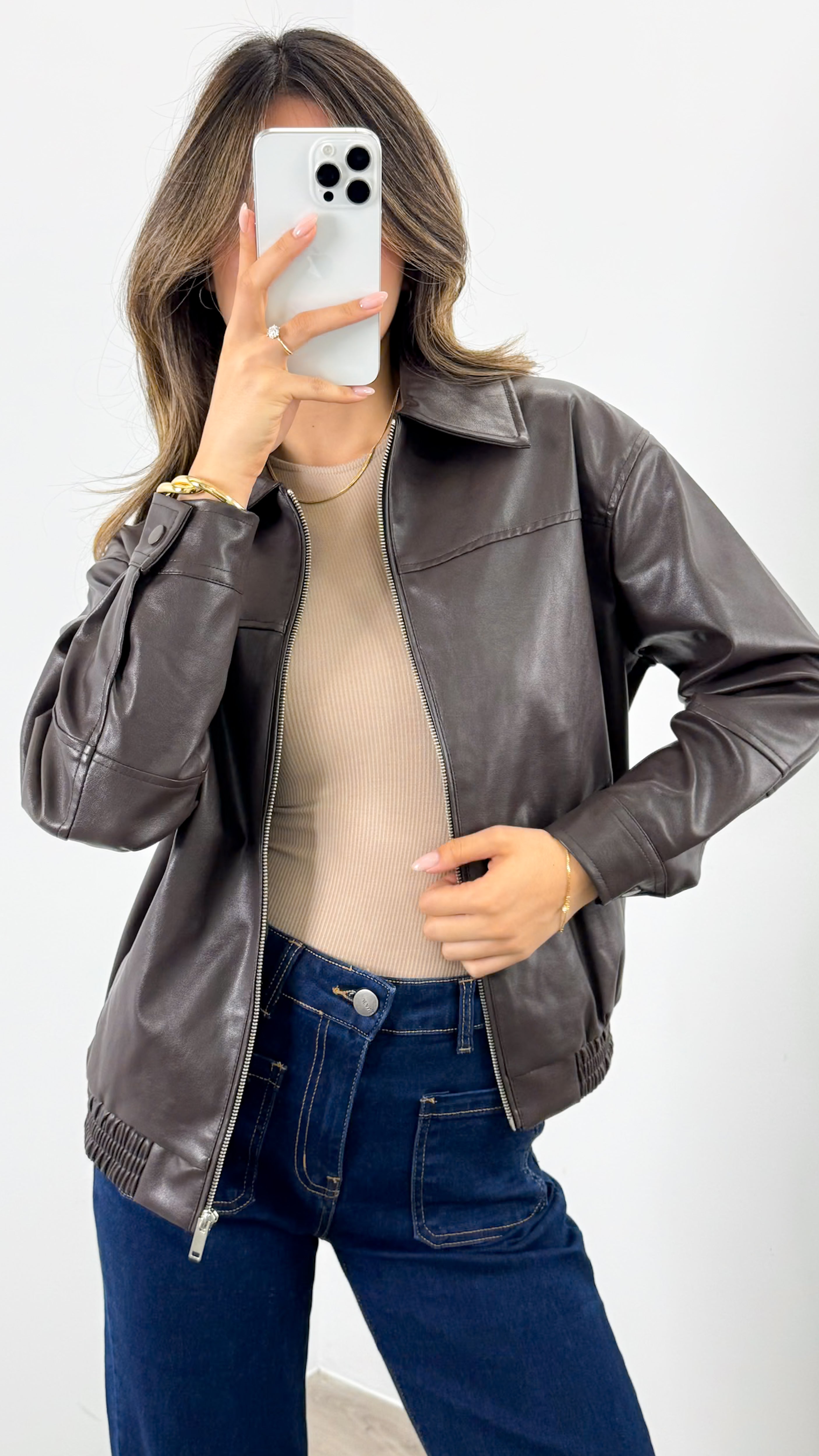 JAMISON PU JACKET - CHOCOLATE