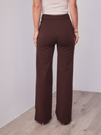 DALTON STRETCH JERSEY HIGH WAISTED STRAIGHT LEG PANT - CHOCOLATE