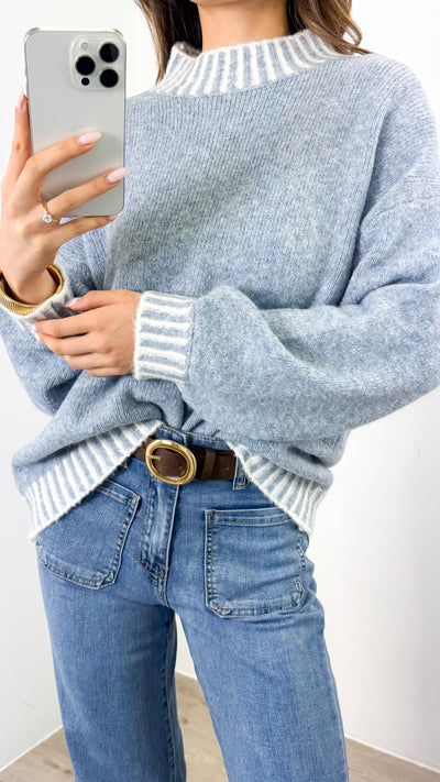 BESSIE STITCH KNIT - BLUE